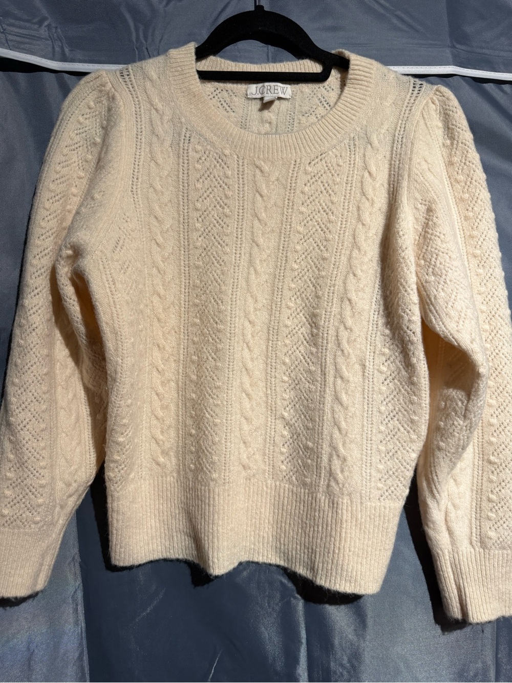 J. Crew Cream Cable Knit Crewneck Sweater